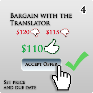 Bargain with the translator. Do not forget to set both the price and the due date Translation Service - Bargain with Translators