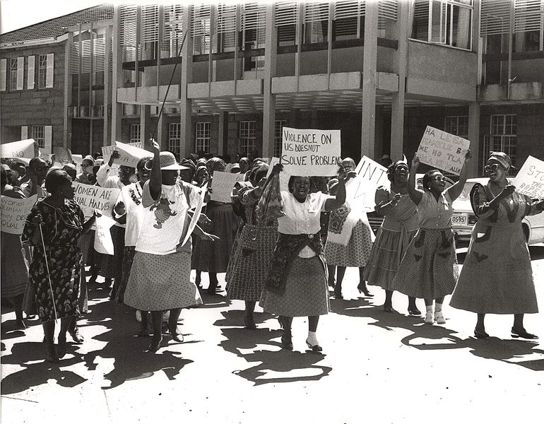 Women protesting in the streets of Pretoria