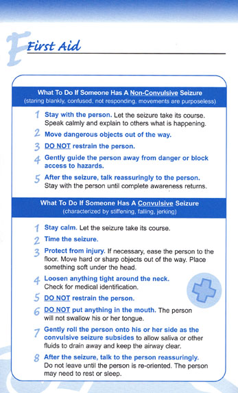 First Aid Steps to Help a Person Having a Seizure First Aid Table Epileptic Seizures