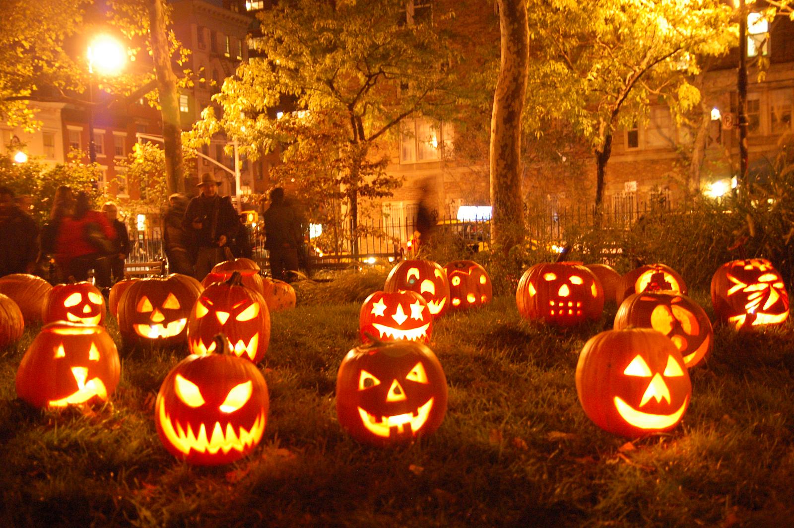 Jack-o'-lanterns adorning on Halloween